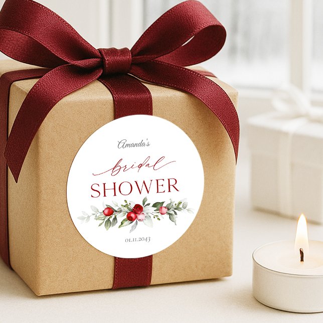 Winter Berry Brautparty  Runder Aufkleber (Von Creator hochgeladen)