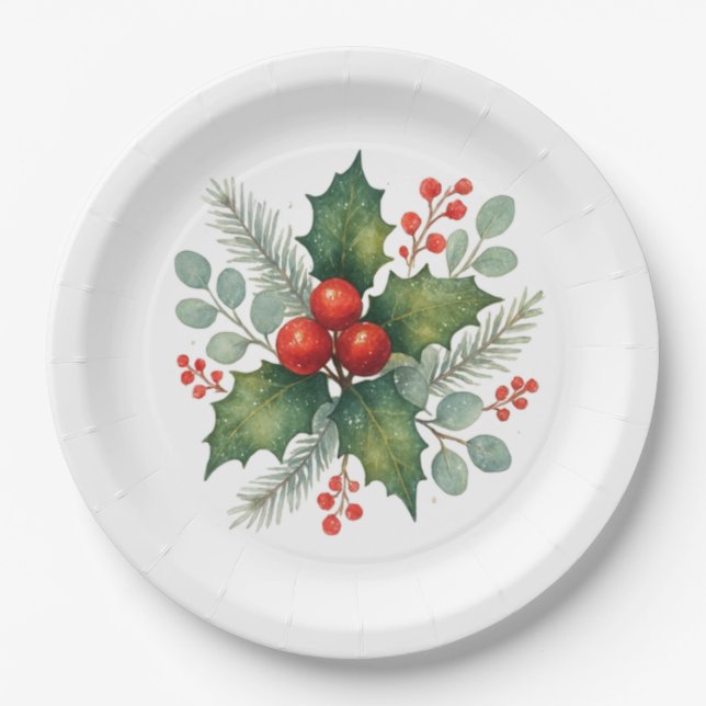 Winter berry Christmas  Pappteller (Vorderseite)
