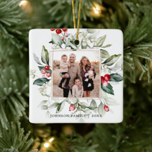 Winter Berry Family Foto Keramik Ornament