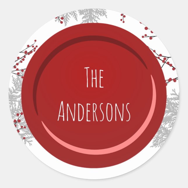 Winter Berry Name Runder Aufkleber (Vorderseite)