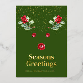 Winter Berry Reindeer Abstrakt Corporate Weihnacht Folien Feiertagskarte