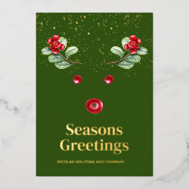 Winter Berry Reindeer Abstrakt Corporate Weihnacht Folien Feiertagskarte