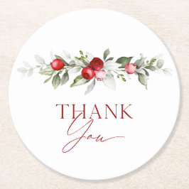 Winter Berry Thank You Bridal Shower Runder Pappuntersetzer