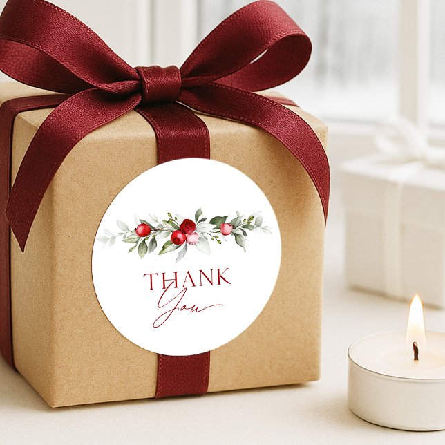 Winter Berry Thank You Runder Aufkleber (Von Creator hochgeladen)