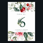 Winter Berry | TISCHNUMMER 6<br><div class="desc">Die zarte, weiße, weiße, weiße, weiße Farbe des Wassers, die sich durch die weihnachtlichen Farben, das Grün des Waldes, das Olivgrün und die Cranberry-Rot auszeichnet. Die Tischnummer ist in der Mitte in Waldgrün mit roten Beeren und Grün. Die restlichen Einzelheiten der Hochzeit finden Sie direkt unten. Der gesamte Text kann...</div>