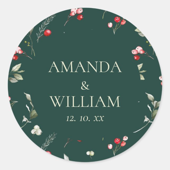 Winter Berry Wedding Sticker (Vorderseite)