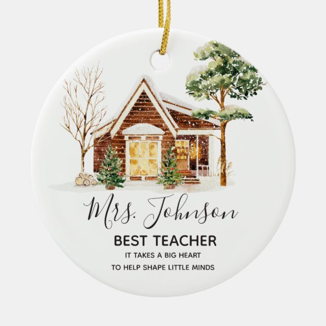 Winter Best Teacher Weihnachtsbaum Keramik Ornament (Vorne)