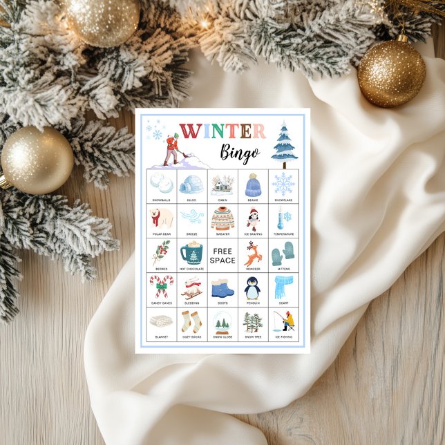 Winter Bingo Cards Winter Games for Kids Printable Flyer (Winter Bingo Cards Winter Games for Kids Printable Flyer)