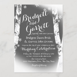 Winter Birch Trees Design Wedding Einladung