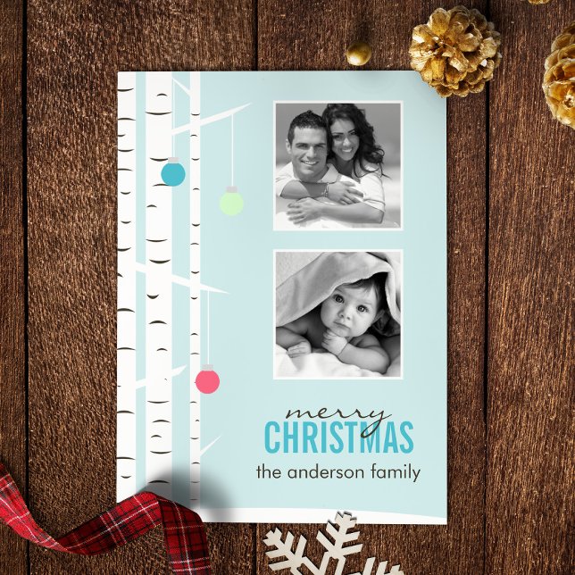 Winter Birch Weihnachts Foto Weihnachtskarte Feiertagskarte (Von Creator hochgeladen)