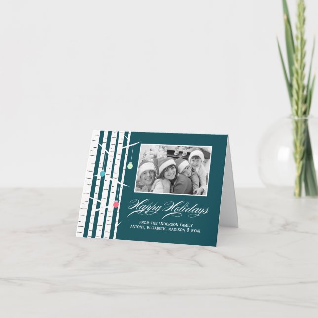 Winter Birch Weihnachtskarten Feiertagskarte (Vorderseite)