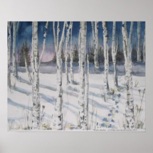Winter Birches Aquarell Poster