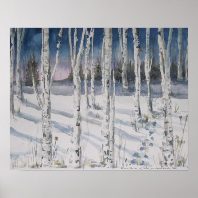 Winter Birches Aquarell Poster (Vorne)