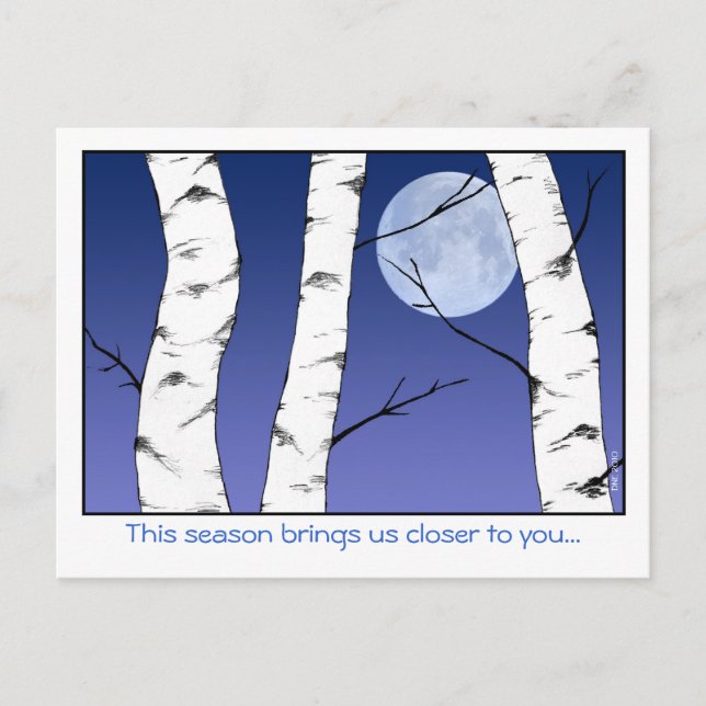 Winter Birches Solstice/Weihnachten Postkarte (Vorderseite)