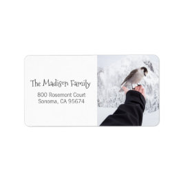 Winter Bird in der Hand Weihnachtskarte Adressaufkleber