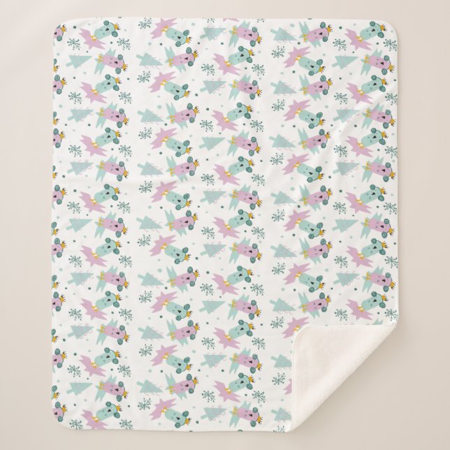 Winter Birds Weihnachtsbaume Iceberg Doodles Sherpadecke (Vorderseite)