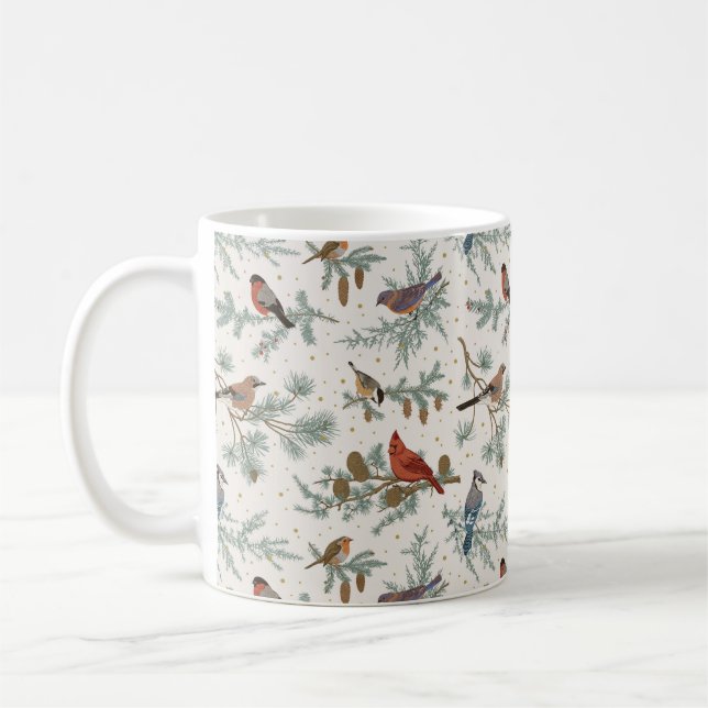 Winter Birnen und Kiefernzweige Muster Kaffeetasse (Links)