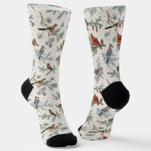 Winter Birnen und Kiefernzweige Muster Socken