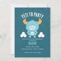 Winter Birthday Blue Boy Snow "Yeti to Party"