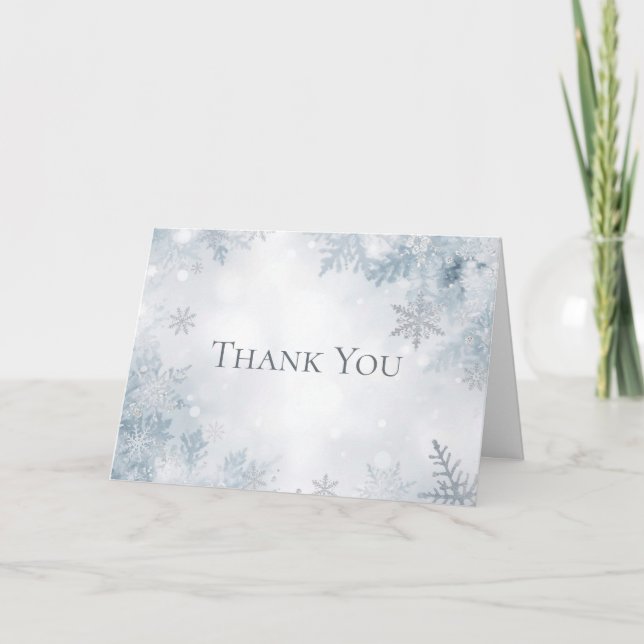 Winter Birthday Thank You Cards Elegant Snow Dankeskarte (Vorderseite)