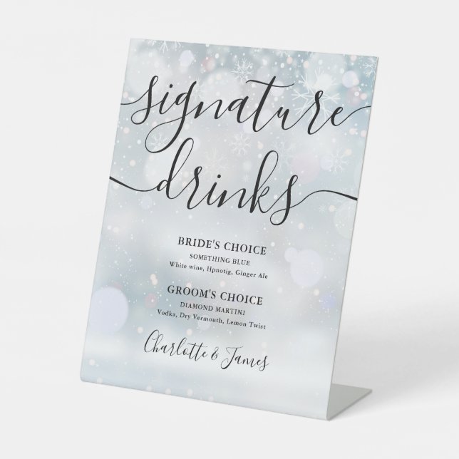 Winter Black Script Signature Drinks Sockelschild (Vorderseite)