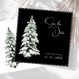 Winter Black Snow Weihnachtsbaum Hochzeit Save The Date