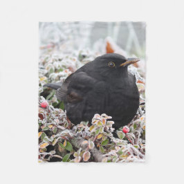 Winter Blackbird Fleecedecke