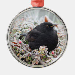 Winter Blackbird Keramik Ornament Aus Metall