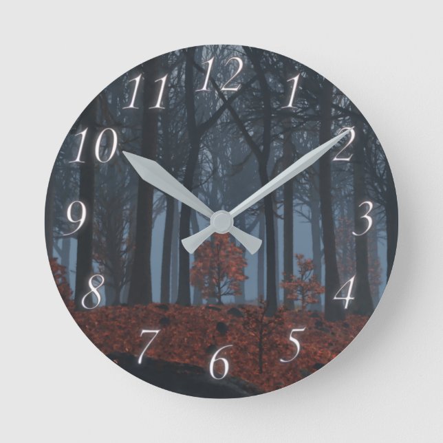 Winter-Blätter-Uhr Runde Wanduhr (Vorderseite)