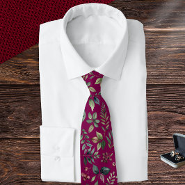 Winter Blätter und Berries Herren Burgund Botanisc Krawatte