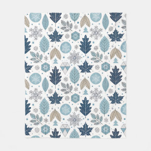 Winter Blätter und Schneeformen Fleece Blanket