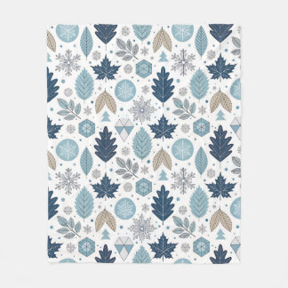 Winter Blätter und Schneeformen Fleece Blanket