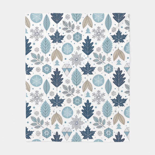Winter Blätter und Schneeformen Fleece Blanket (Vorderseite)