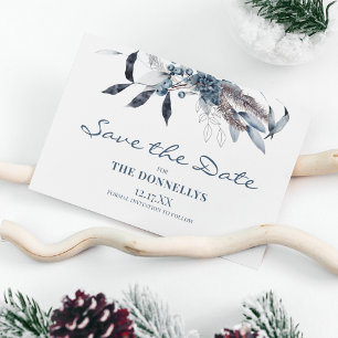 Winter Blau Aquarell Weihnachten Save the Date Ankündigungspostkarte