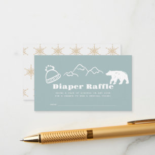 Winter Blau Handgezeichnetes Babywindel-Raffletick Begleitkarte
