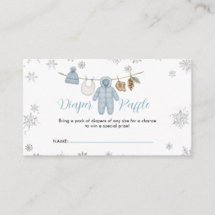 Winter Blau Junge Baby Shower Schnee-Windel-Raffle Begleitkarte