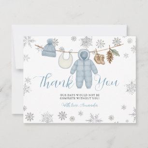 Winter Blau Junge Baby Shower Schneeflocken Danke