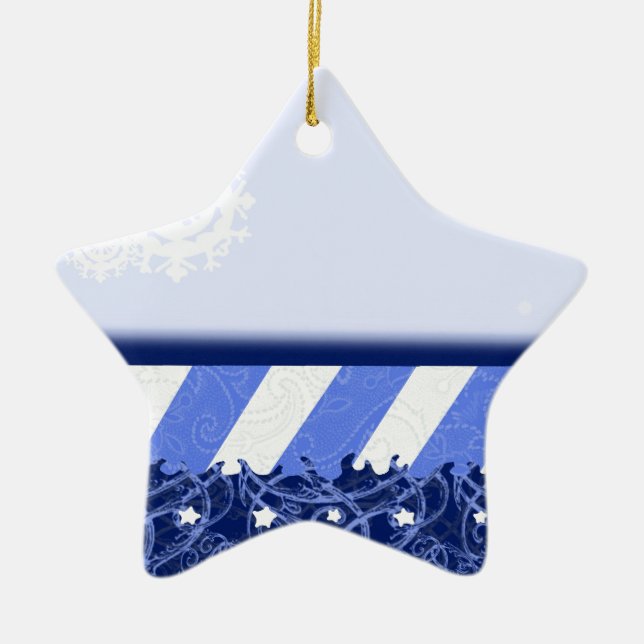 Winter-Blau Keramik Ornament (Vorne)