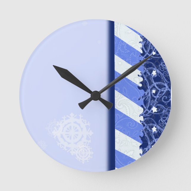 Winter-Blau Runde Wanduhr (Vorderseite)