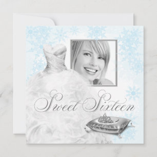 Winter Blau Schneeblume Foto Sweet Sixteen Party Einladung