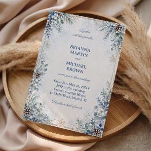 Winter-Blau-Tannenzapfen-Botanische Eleganz Einladung