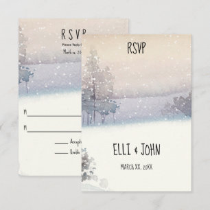 Winter Blau und Weiß Hochzeit RSVP Karte
