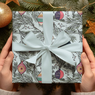 Winter Blau Vintage Weihnachtsschmuck, Kiefer, Bee Geschenkpapier