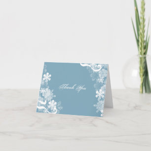 Winter Blau Weiße Schneeflocke Hochzeits-Dankeskar Dankeskarte
