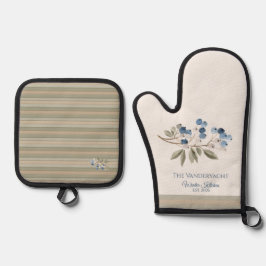 Winter Blaubeer Botanisch Ofenhandschuh & Topflappen-Set
