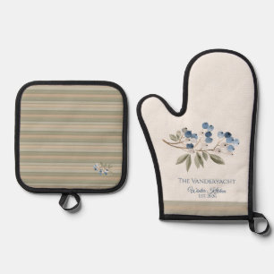 Winter Blaubeer Botanisch Ofenhandschuh & Topflappen-Set