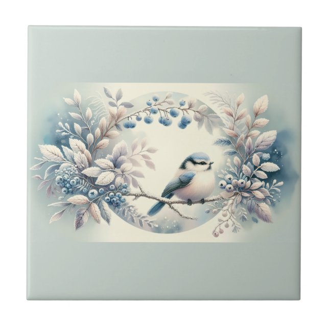 Winter Blaubeeren-Kranz Fliese (Vorderseite)