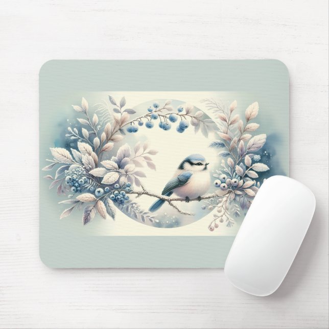 Winter Blaubeeren-Kranz Mousepad (Mit Mouse)