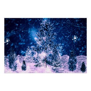 Winter blaue Wald Feiertage xmas Poster