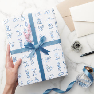 Winter-Blauer-Junge-Ski-Dich-Bald-Baby-Party Geschenkpapier